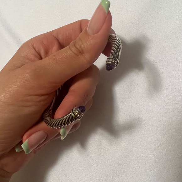 David Yurman Cable Classics Bracelet Sterling Silver Amethyst & Pavé Diamonds - Picture 4 of 9